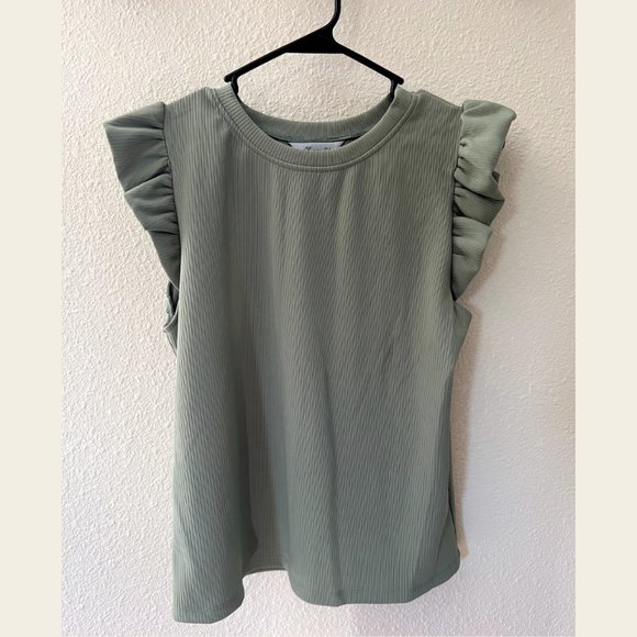 NWOT Ruffle Cap Sleeve Shirt - Picture 1 of 3